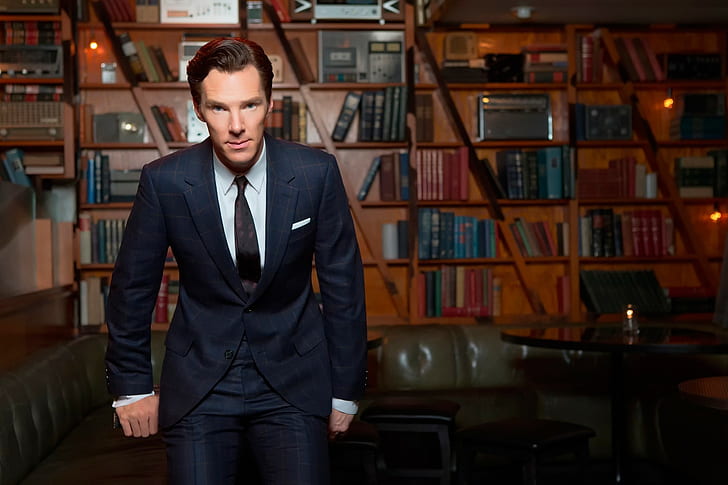 Actores, Benedict Cumberbatch, Celebridades, Biblioteca, Sala, Sherlock Holmes, Fondo de pantalla HD