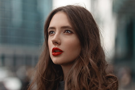 Диша Шеметова, красная помада, женщина, модель, портрет, HD обои HD wallpaper