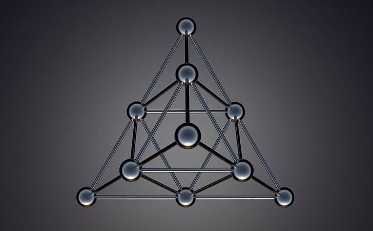 Тетраедър, Художествен, 3D, Молекулярен, Геометрия, 3D модел, многогранник, атоми, тетраедър, триъгълен, HD тапет