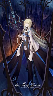 anime, anime girls, serie Fate, Fate/Grand Order, Morgan le Fay, capelli lunghi, coda di cavallo, capelli bianchi, Sfondo HD HD wallpaper