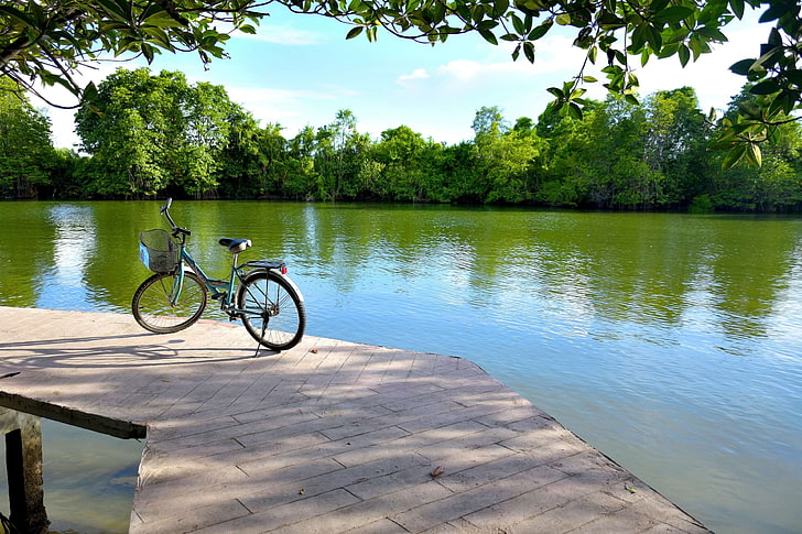 bike, chill, chillout, color, garden, green, lake, land, landscape, landscapes, natural, nature, park, relax, relaxing, river, summer, tree, trees, view, water, HD wallpaper