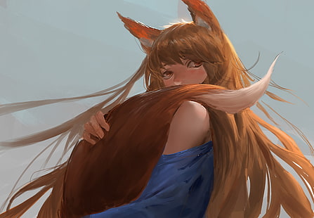 Spice and Wolf, gadis-gadis anime, Holo, Wallpaper HD HD wallpaper