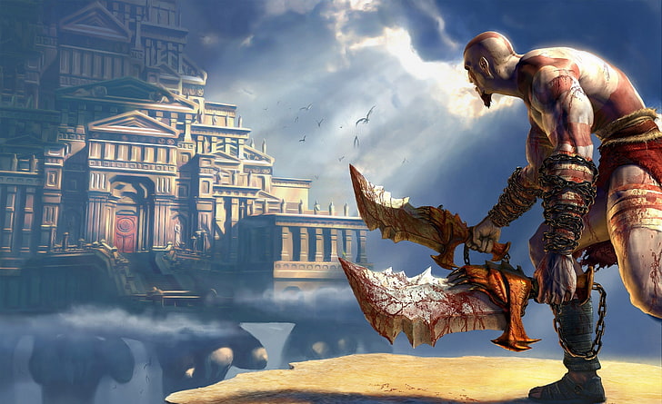 God Of War 2, fond d'écran God of War, Jeux, God Of War, Kratos, jeu d'action-aventure, Fond d'écran HD