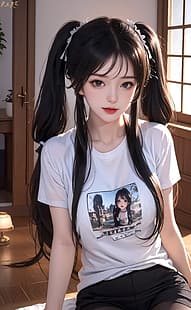 AI дрънкане, #双马尾, #女人, HD тапет HD wallpaper