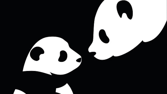 orsi panda monocromatici 1366x768 Animali Orsi HD Arte, monocromatici, orsi panda, Sfondo HD HD wallpaper