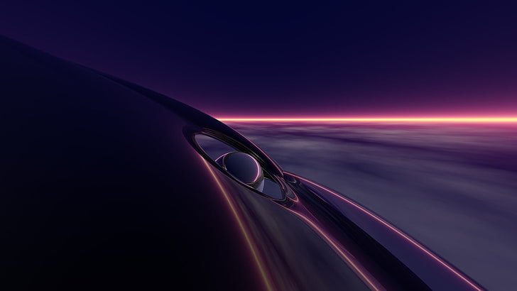 purple, horizon, digital art, sky, HD wallpaper