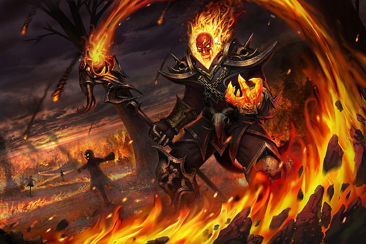 Dunkel, Dämon, Rüstung, Feuer, Flamme, Schädel, HD-Hintergrundbild