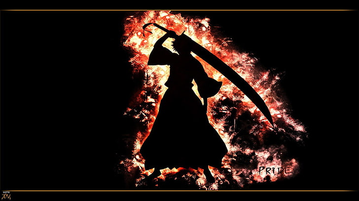 silhouette di Ichigo Kurosaki, anime, Bleach, Kurosaki Ichigo, silhouette, Sfondo HD