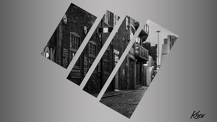 New York City, distortion, shapes, monochrome, HD wallpaper