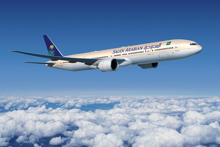 항공기, 보잉 777, 항공기, 구름, 사우디 아라비아, HD 배경 화면