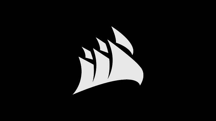 серый логотип, Corsair, компьютерные игры, минимализм, монохромный, HD обои