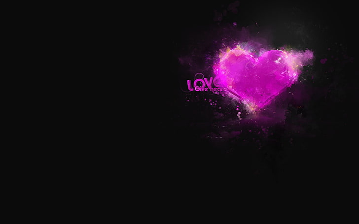 pink heart smoke wallpaper, artwork, love, typography, heart, HD wallpaper