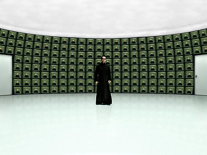 ชายเสื้อคลุมสีดำ The Matrix ภาพยนตร์ The Matrix Reloaded นีโอคีอานูรีฟส์, วอลล์เปเปอร์ HD HD wallpaper
