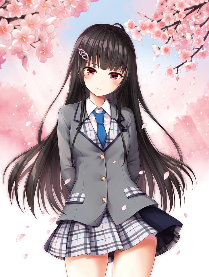 Anime, chicas anime, personajes originales, uniforme escolar, colegiala,  Fondo de pantalla HD | Wallpaperbetter