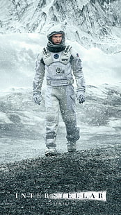 abito tradizionale floreale grigio e bianco da donna, Matthew McConaughey, Interstellar (film), film, astronauta, visualizzazione verticale, Sfondo HD HD wallpaper