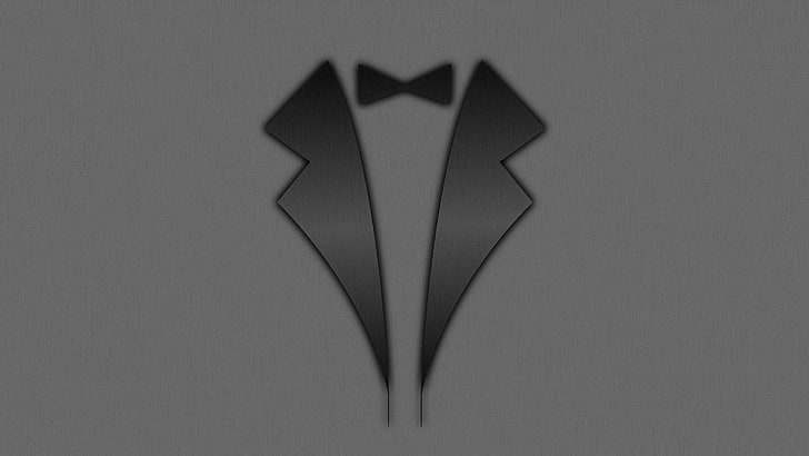 black notched lapel clip art, suits, tuxedo, bowtie, shaders, classy, Gentleman, simple, minimalism, black, HD wallpaper