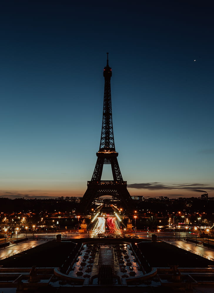 eiffel tower, paris, night, city lights, HD wallpaper
