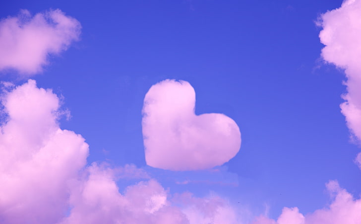 Pink Heart Cloud, awan berbentuk hati, Love, Pink, Cloud, Heart, Wallpaper HD