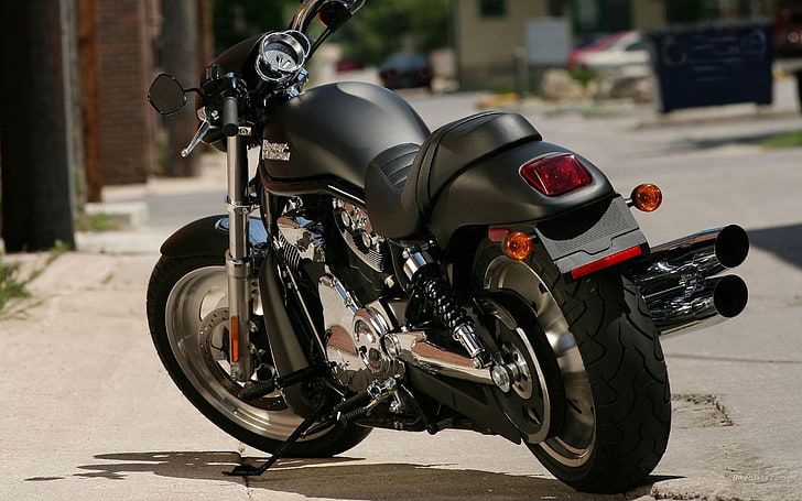 black cruiser motorcycle, harley-davidson, bike, style, black, HD wallpaper