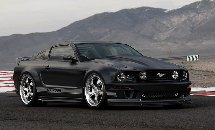 black Ford Mustang GT 700R coupe, mustang, ford, gt700r, HD wallpaper