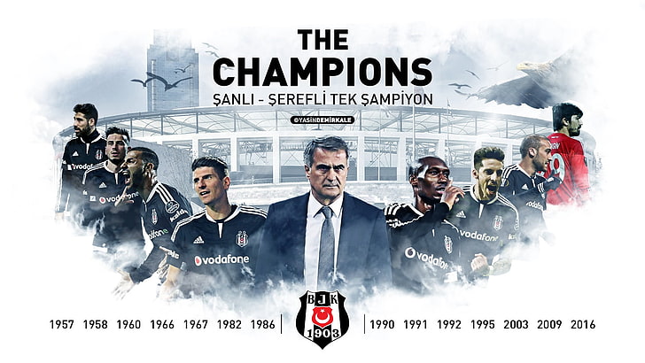 Плакатът на Champions BJK, Besiktas J.K., футболни клубове, турски, Истанбул, HD тапет