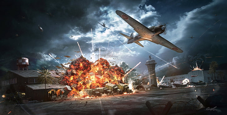 pesawat terbang putih, perang, pelabuhan mutiara, Perang Dunia II, Wallpaper HD