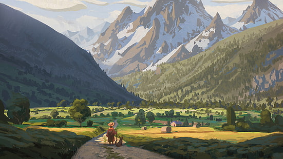 أنيمي والجبال والمناظر الطبيعية، خلفية HD HD wallpaper