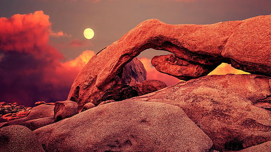 Joshua Tree National Park, California, rosso, sole, roccia, rocce, natura, all'aperto, Sfondo HD HD wallpaper