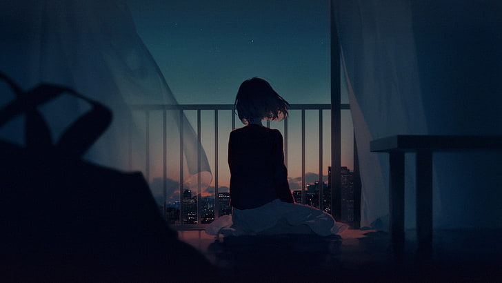 Silhouette der Person Illustration, Silent Voice Filmszene, Stadt, Stadtbild, Nacht, HD-Hintergrundbild