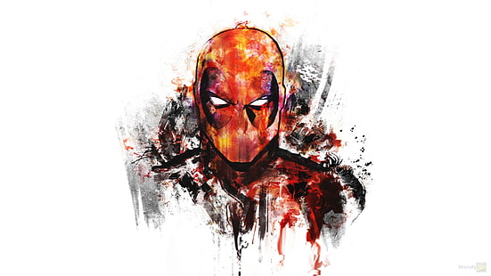 Marvel Deadpool illustration, Deadpool, digital konst, vit bakgrund, konstverk, superhjälte, HD tapet HD wallpaper