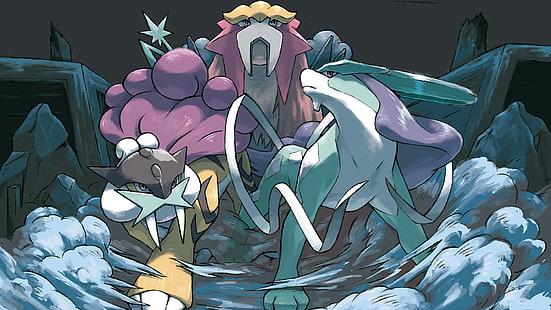 Pokémon, Bêtes légendaires, Raikou, Entei, Suicune, Fond d'écran HD HD wallpaper