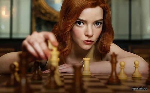 أنيا تايلور جوي ، نساء ، ممثلة ، ذات شعر أحمر ، شطرنج ، مناورة الملكة ، مسلسل تلفزيوني ، تلفزيون، خلفية HD HD wallpaper