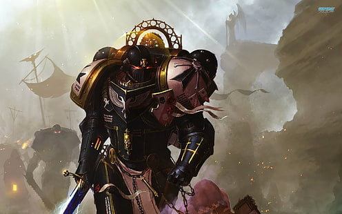 Обои Воин, Warhammer 40,000, космические десантники, меч, Черные тамплиеры, HD обои HD wallpaper