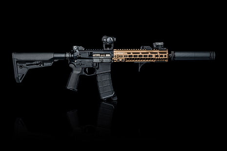 дизайн, оружие, глушитель, AR-15, штурмовая винтовка, HD обои HD wallpaper