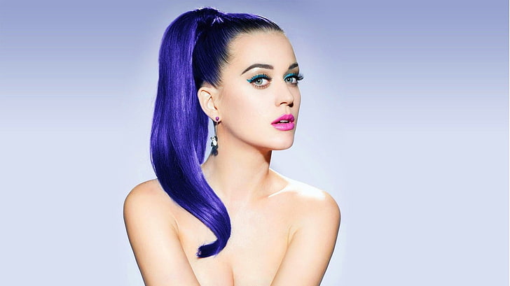 Katy Perry, kvinnor, blått hår, HD tapet