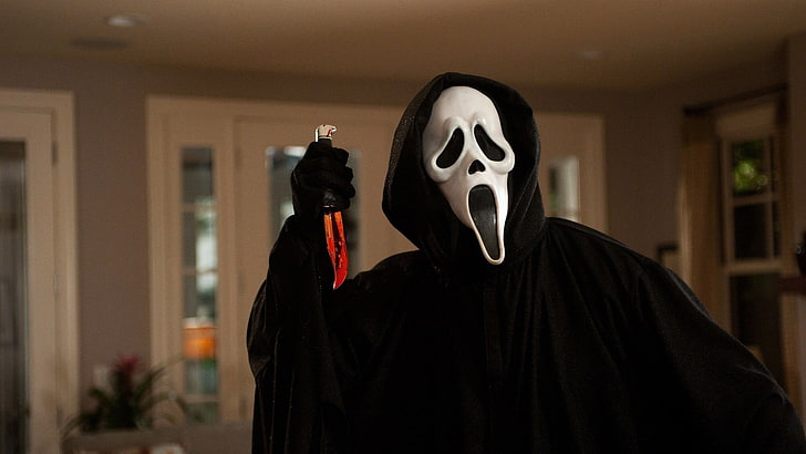 La captura de pantalla de Scream, la película, el cuchillo, el horror, el miedo, el asesino, el arroyo, la película, el grito, Fondo de pantalla HD