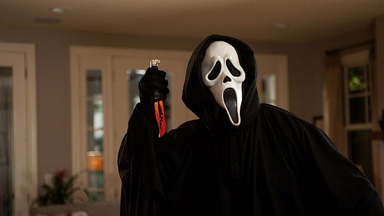 La captura de pantalla de Scream, la película, el cuchillo, el horror, el miedo, el asesino, el arroyo, la película, el grito, Fondo de pantalla HD HD wallpaper