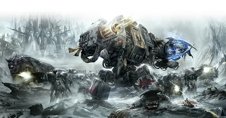 Warhammer 40,000, space marines, space wolves, Dreadnought, HD wallpaper