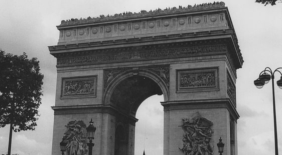 Arc de Triomphe in bianco e nero, Arc de Triomphe, Vintage, bianco, nero, Parigi, Francia, Arc de Triomphe, Sfondo HD HD wallpaper