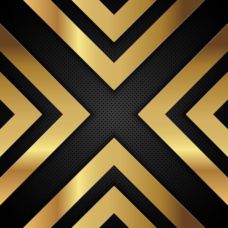 linha, ouro, preto, fundo, seta, metálico, formas, perfurado, HD papel de parede