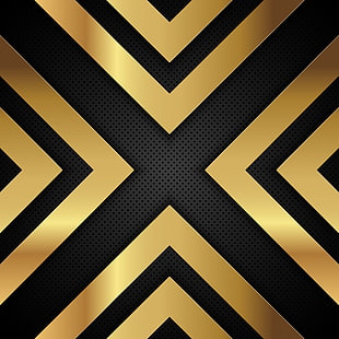 line, metal, gold, black, background, arrow, metallic, shapes, perforated, HD wallpaper HD wallpaper
