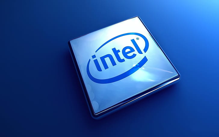 Logo Intel 3D, logo Intel, Intel, Sfondo HD