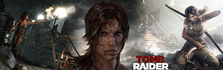 Tomb Raider dual screen Lara Croft multiscreen 3840x1200 Gry wideo Tomb Raider HD Art, podwójny ekran, Tomb Raider, Tapety HD