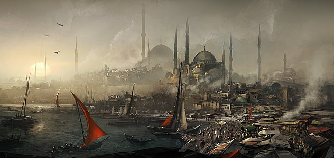 Assassins Creed: Revelations  Hagia Sophia  Istanbul  drawing  Assassins Creed  Constantinople, HD wallpaper HD wallpaper