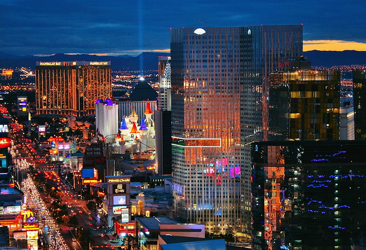 Las Vegas, miasto, budynki, pejzaż miejski, noc, światła, fotografia, las vegas, miasto, budynki, pejzaż miejski, noc, światła, fotografia, Tapety HD