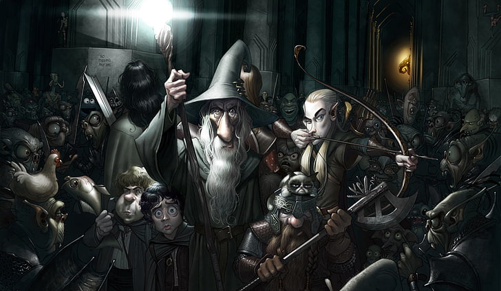 Władca Pierścieni, Aragorn, Gandalf, Gimli, Legolas, Frodo Baggins, Samwise Gamgee, Tapety HD