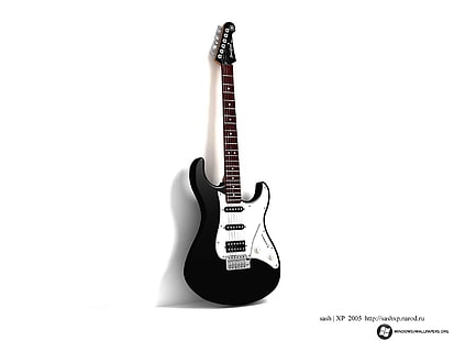 black and white stratocaster guitar, guitar, music, musical instrument, HD wallpaper HD wallpaper