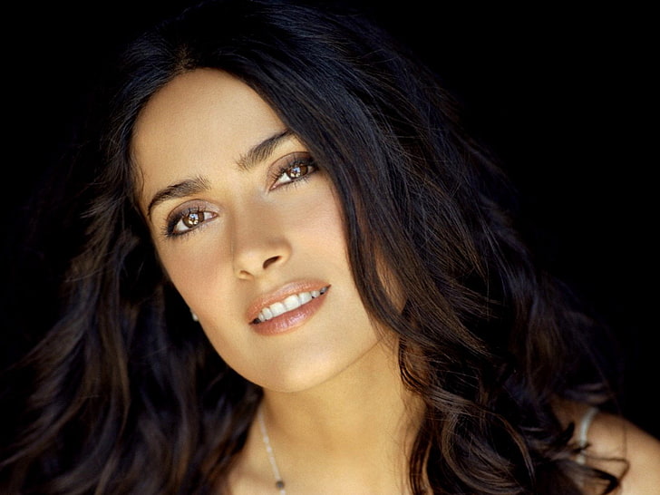 woman's face, salma hayek, actress, brunette, face, charming, HD wallpaper