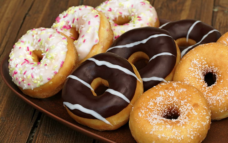 Donuts sabrosos, nueve donas, donas, galletas, delicioso, hermoso, donut, dulces, skyphoenixx1, imagen, delicioso, sabroso, Fondo de pantalla HD