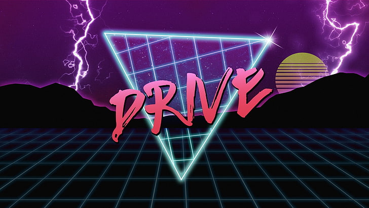 Logotipo DRNE, néon, triângulo, HD papel de parede